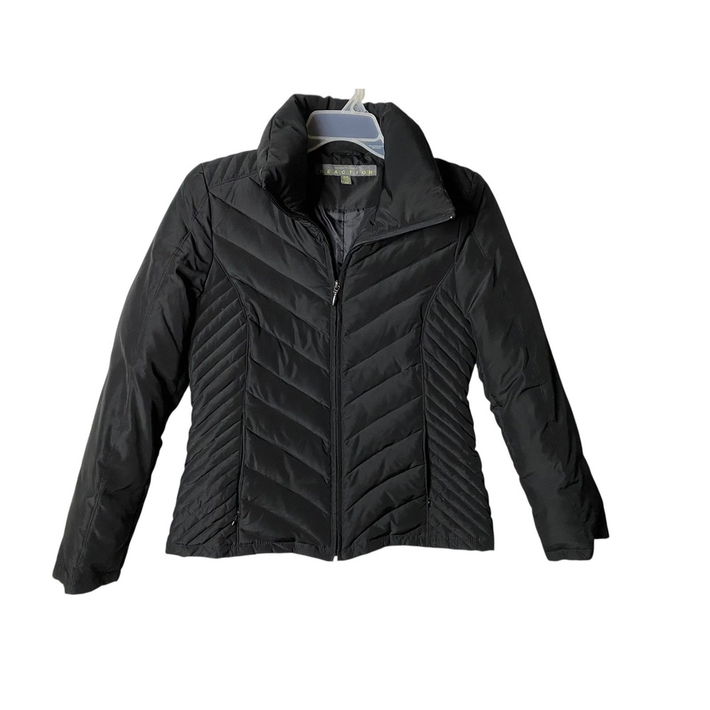 Kenneth Cole Reaction Women's Black Down Puffer Jacket Pockets Size Medium